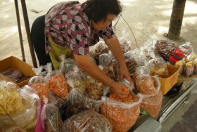 Dried shrimp sold at Bangsaen Beach