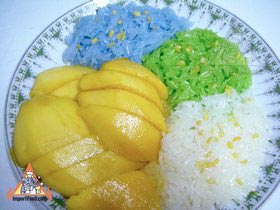 Bangkok Sidewalk Vendor Mae Varee Offers Sweets, Fresh Fruit and Sticky Rice - Assorted Sticky Rice from Mae Varee