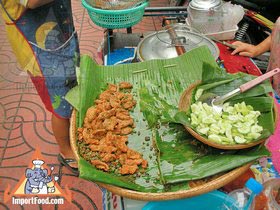 Thai Street Vendor Prepares Fried Fish Cakes, 'Tod Mun Pla'