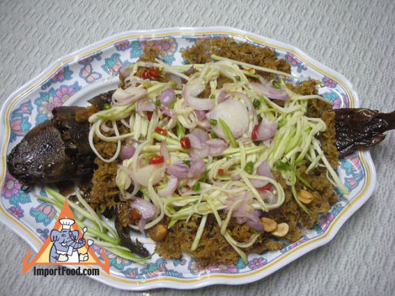 Cotton Fish with Green Mango Salad, 'Pla Dook Foo'