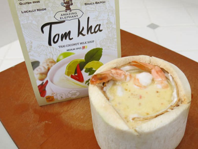 Tom Kha Soup Served in a Coconut