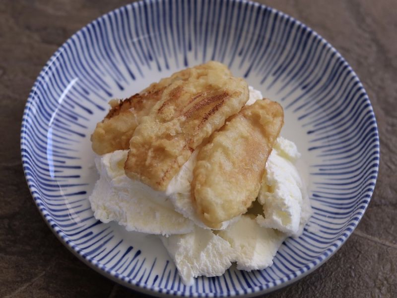 Thai Crispy Fried Bananas Over Ice Cream