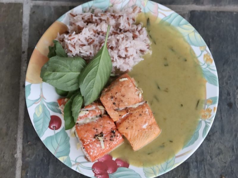 Thai Green Curry Salmon and Wild Rice