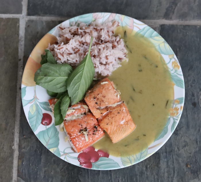 Thai Green Curry Salmon and Wild Rice