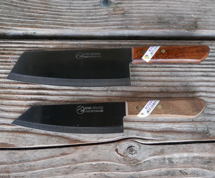 Kiwi Thai Cook Knives Set Of 5 – Stainless Steel Blades, Wood Handles (#830 Mix)