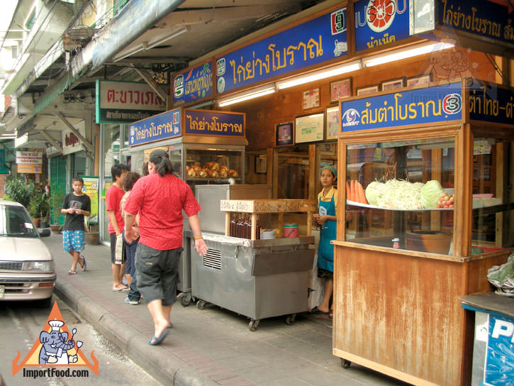 Bangkok Sidewalk Vendor Traditional BBQ Chicken, Gai Yang Boran