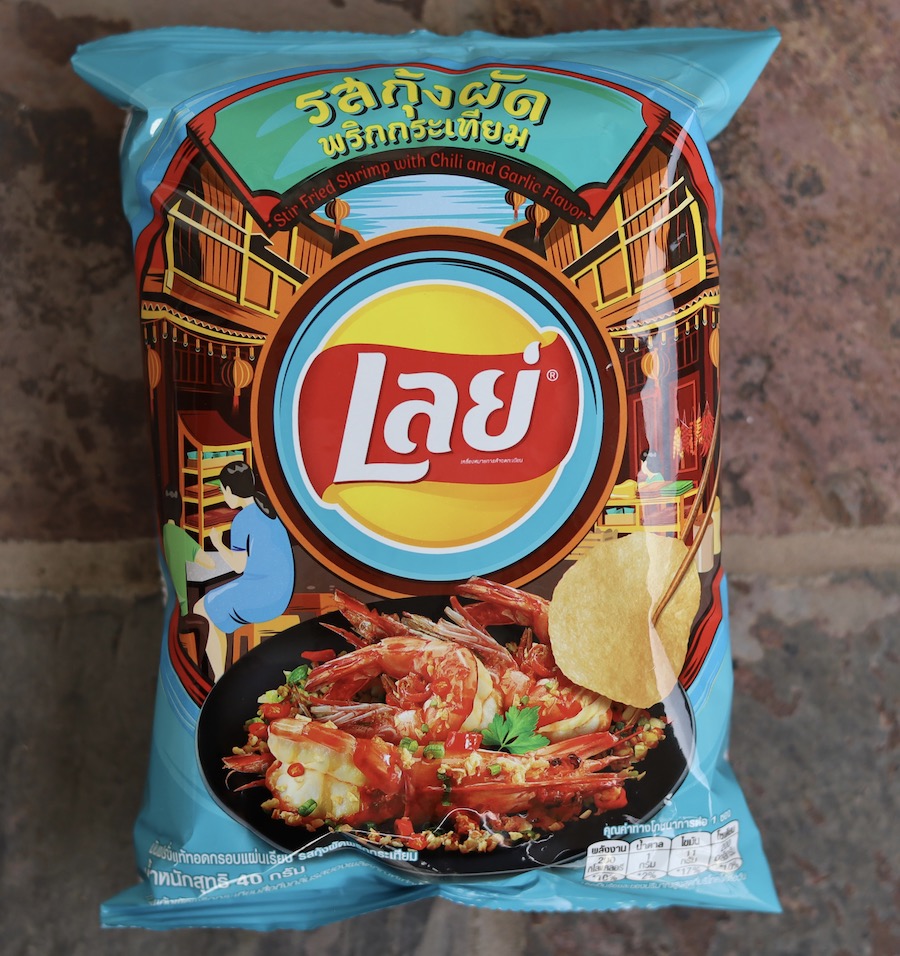 Thai Lays Potato Chips, Fried Shrimp with Chilli Garlic, 40 gram