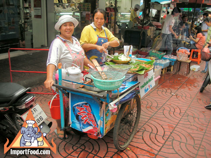 Thai Street Vendor Prepares Fried Fish Cakes, Tod Mun Pla