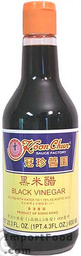 Black rice vinegar, Koon Chun brand, 20 oz bottle