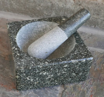 Solid Granite, Designer-Edition Square Mortar & Pestle