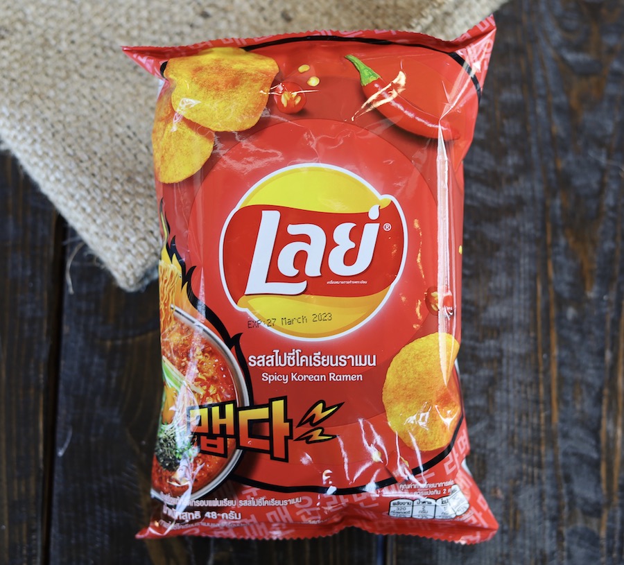 Thai Lays Potato Chips, Spicy Korean Ramen