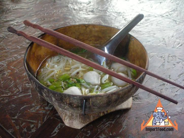 Thai Noodles Served in a Coconut Shell