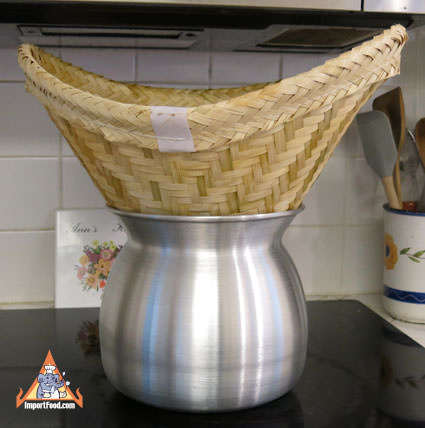 Steamer Bamboo Basket Sticky Rice Cooker Thai Lao Food Tool Pot Cooking Set